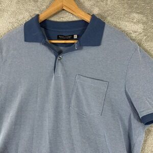Banana Republic Performance Pique Polo Shirt Mens Large Blue Knit Short Sleeve